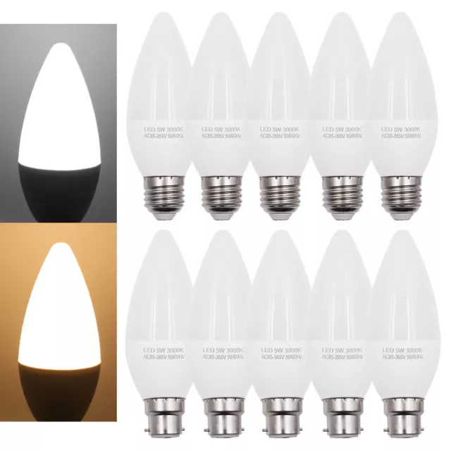 LED Candle Light Bulbs 3W 5W Warm Cool White E14 E27 B15 B22 Bayonet Daylight UK