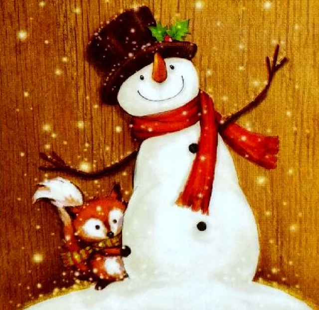 4 servilletas de papel para almuerzo para muñecos de nieve de decoupage, fiesta, mesa, artesanía y alegres