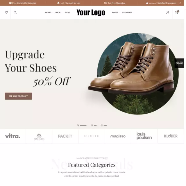 Shoes Online Shop Web Design with Free 5GB VPS Web Hosting