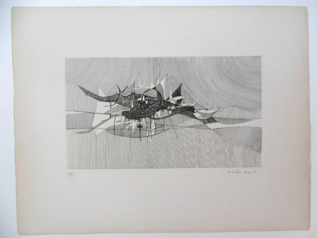 BERGE LOUIS-RENÉ GRAVURE originale n° 2/10 signé /Rives abstrait ...