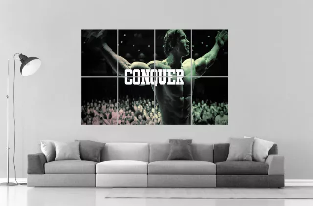 Arnold Schwarzenegger Conquer Bodybuilding Wall Art Poster Great Format A0