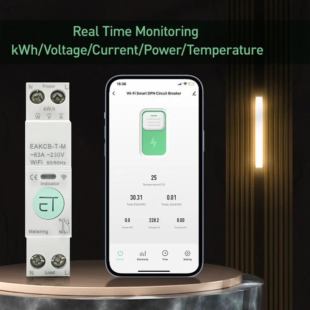 Interruttore MCB abilitato WiFi per telecomando e misurazione energia