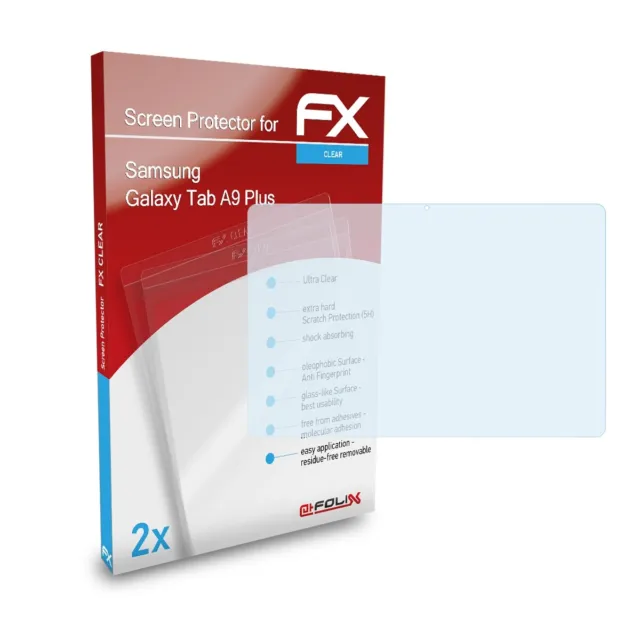 atFoliX 2x Displayschutzfolie für Samsung Galaxy Tab A9 Plus Schutzfolie klar