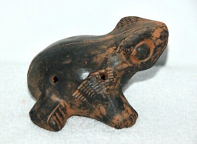 Authentic Antique Ocarina Ceramic Pre-Columbian Effigies Frog Aerophone Whistle 2