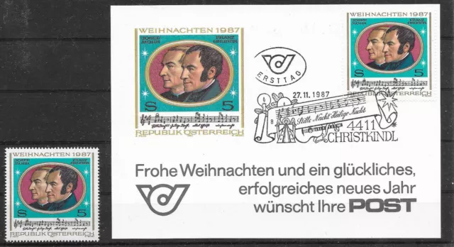 pa875 ÖSTERREICH/ Weihnachten 1987 MiNr 1908-Glückwunschkarte der Post ANK.Nr 12