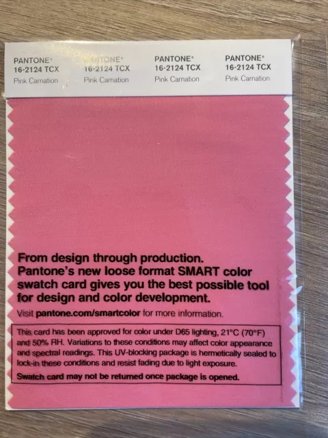 Pantone Smart Color Swatch Card Pink Carnation 16-2124 TCX