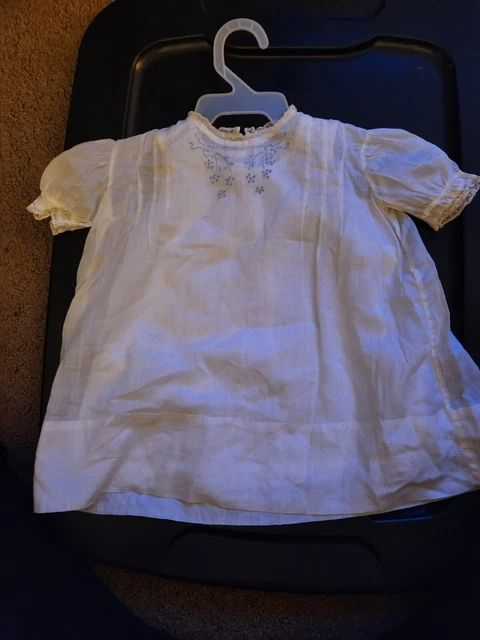 Vintage Infant Baby Christening Dress Baptism Gown Sheer White