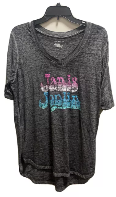 Janis joplin women’s t shirt 10/12 (large) short sleeve lane bryant v neck