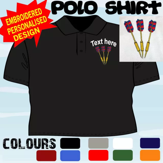 Personalised Embroidered Darts Design Team Player Club T Polo Shirt