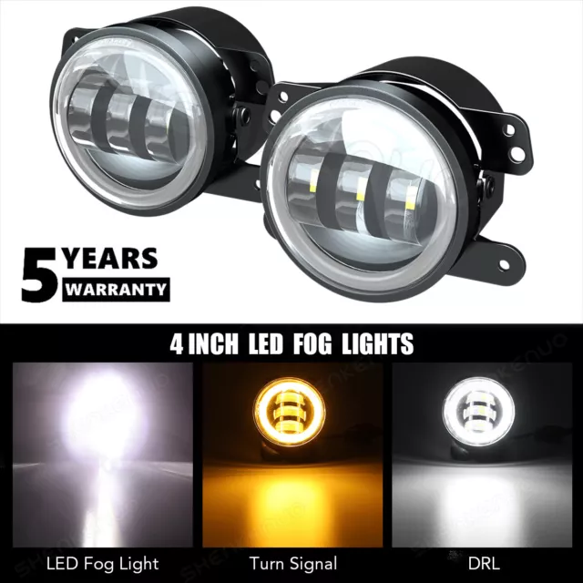 2x 4"inch Round LED Fog Lights Angel Fog Lamps for Peugeot Boxer 2014-2020 LH+RH