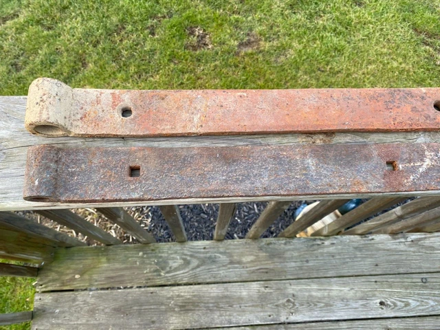 2 Cast Iron Barn Strap Hinges 46.5 50.5" Gate wrought Architectural Salvage 2