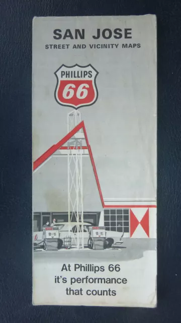 1971 San Jose street  map Phillips 66  oil  gas Los Gatos Santa Clara