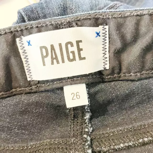 Paige Transcend Skyline Dark Wash Mid Rise Denim Bootcut Faded Jeans in Valor 26 2