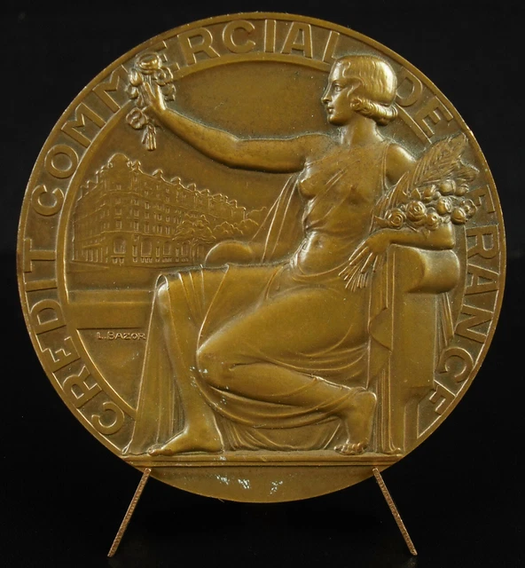 Médaille Crédit Commercial De France – Bronze, Signée Lucien Bazor, 1970, XXème