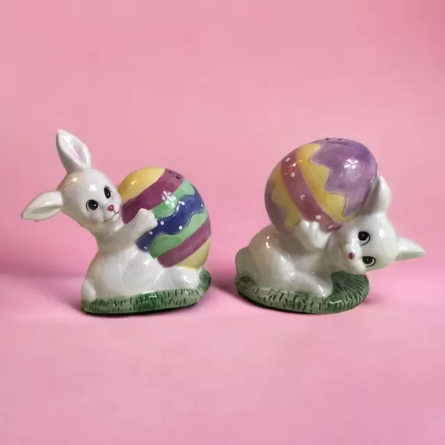 Fitz And Floyd Salt Pepper Shakers Easter Bunny Rabbits Eggs Spring Decorations
