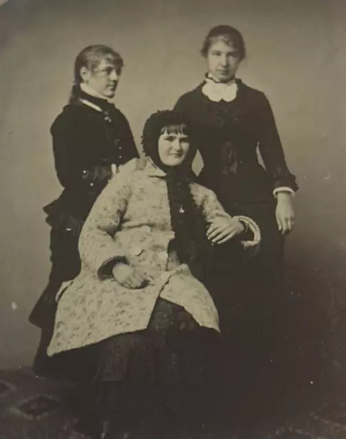 Tintype Studio Photograph of Three Victorian Era Women Circa 1860’s