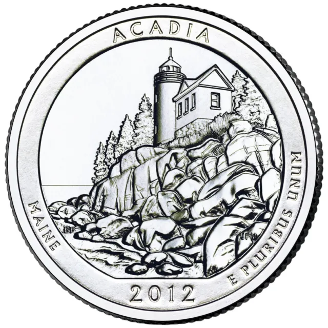 2012 D Acadia National Park Quarter. ATB Series Uncirculated From US Mint roll.