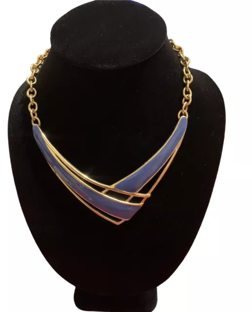 Stunning Monet Statement Blue Choker Art Deco ,Runway 1980-1990.