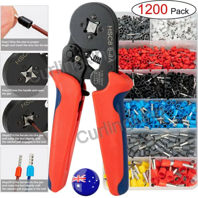 1200PCS Cable Wire Cord Pin End Bootlace Ferrule Connectors Set Crimp Terminals