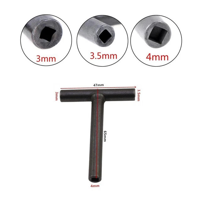 Llave T-Spanner 3/3,5/4 mm accesorios ajuste de espacio gris hexágono cuadrado