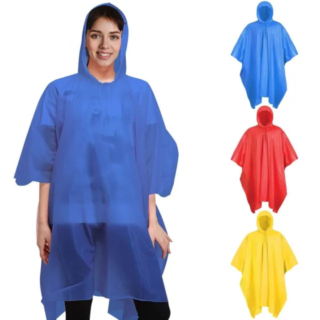 ADULT EMERGENCY PONCHO Reusable Raincoat Waterproof Onesize Camping Pack Of 3