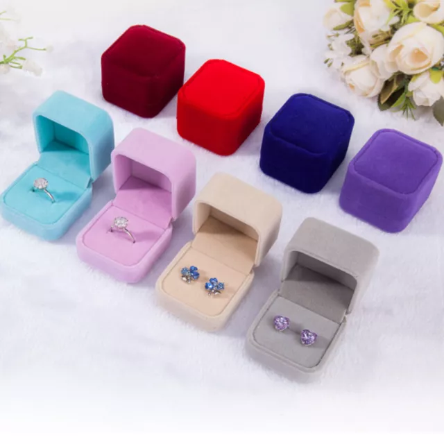 ☆ Solid Velvet Earrings Ring Box Jewelry Display Case Storage Wedding Gift Boxes