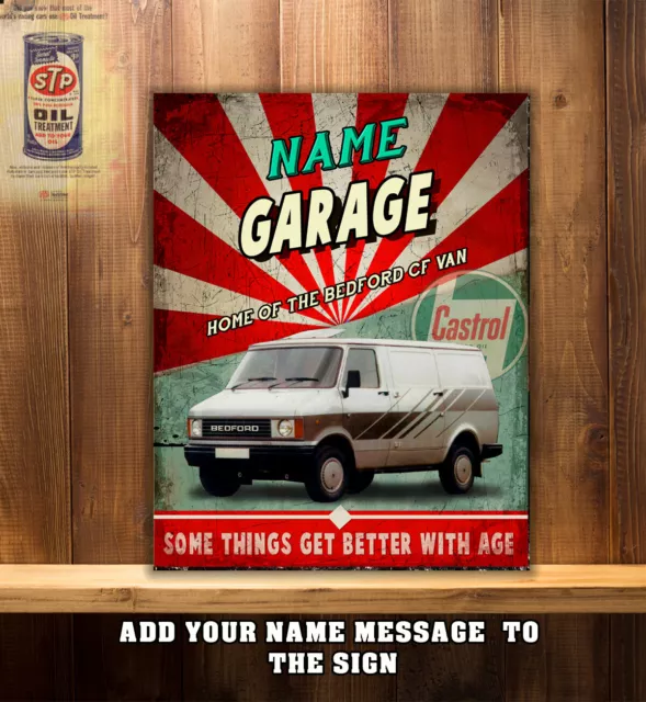 Personalised Bedford CF Van Garage Workshop Shed Vintage Wall Sign Metal  CS03