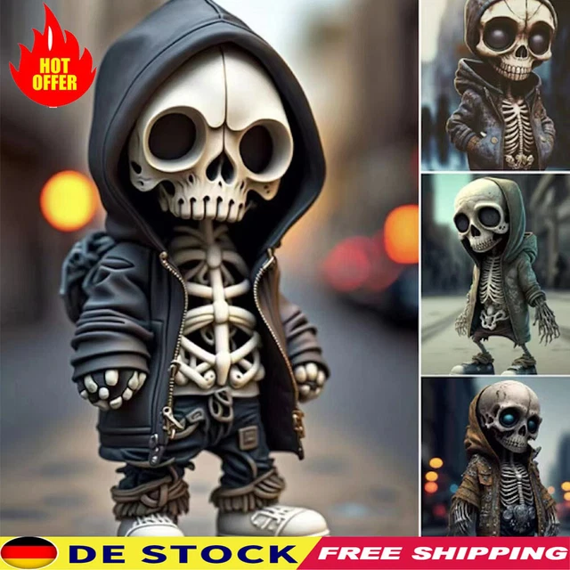 Mini Halloween Skelett Deko - Gothic Figuren Für Garten & Teich Aus Kunstharz