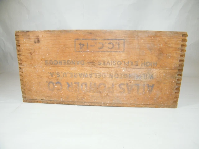 Atlas Powder Co Wilmington, De Wood Crate High Explosives, 17 3/4" X 11" X 8"