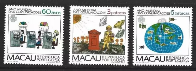 1983 - Macao - World Communications Year  - Set Sg 575 / 577 - Mint Never Hinged