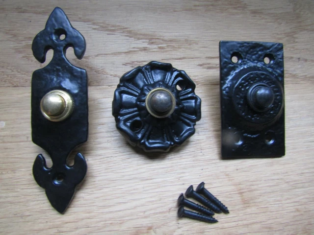 thumbnail image 2 of Vintage Iron Doorbell Push Button - Black Powder Coat Square Chime With Easy Installation 2 of 12