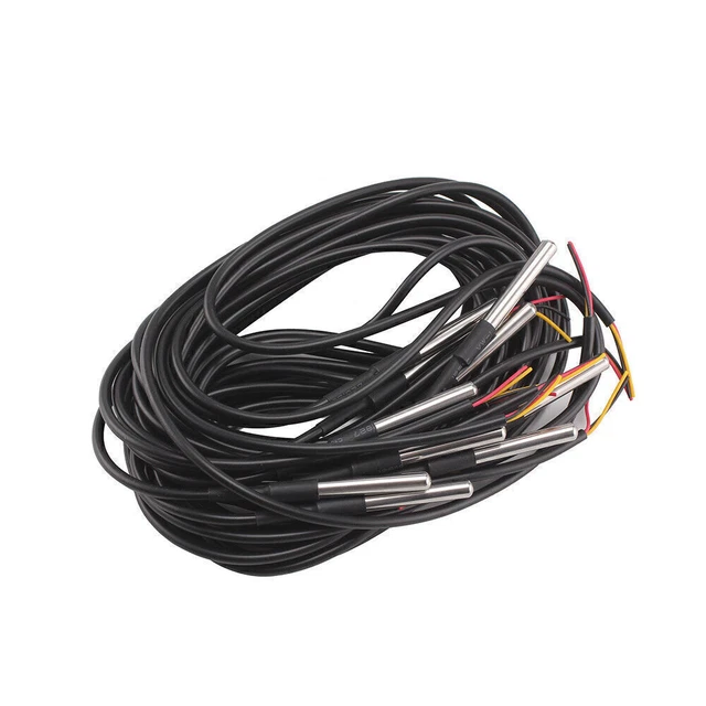 QWORK Sensore Di Temperatura PT1000 Impermeabile - Sonda In Acciaio Inox, Cavo TPE 5m, Range -30°C A +125°C Per Uso In Umidità
