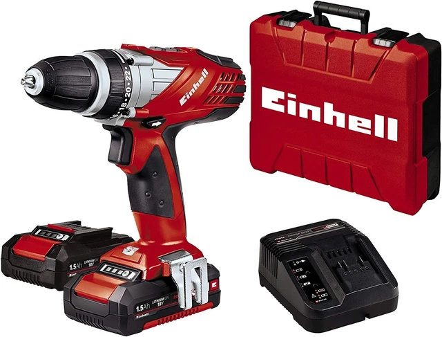 Einhell 18V 2x Battery Combi Drill Kit Charger Tool Bag Set Li-ion  TE-CD18/2Li