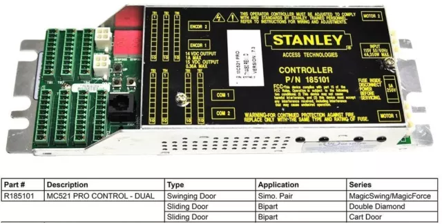Stanley Access Dual Control MC521 PRO 185101 Duraglide Magicforce Automatic Door