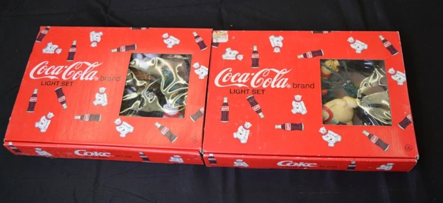 Two SETS ofVintage New Coca-Cola 14' String Light Set Coke Bottles & Polar Bears