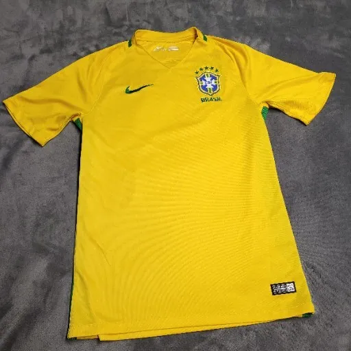 Nike Dri Fit Soccer Brazil CBF Jersey Size Small Patch Official Futbol Swoosh