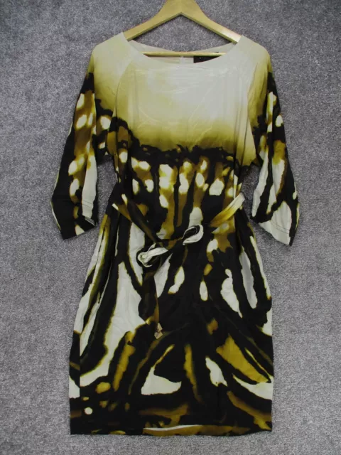 St. John Wide Neck Long Sleeve Shift Dress Womens 6 Yellow