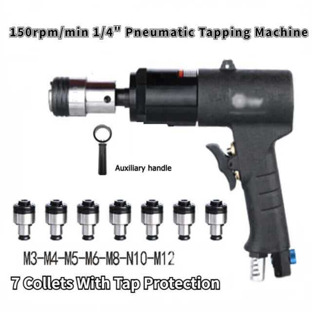 150rpm/min Pneumatic Tapping Machine Air Drilling Gun Type Drill + M3-12 Chucks