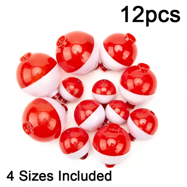 50Pcs Fishing Bobbers Floats,1 inch Hard ABS Bobber for Fishing Snap-on Round  Fishing Floats Red and White Fishing Bobbers Bobs Fishing Party Decorations