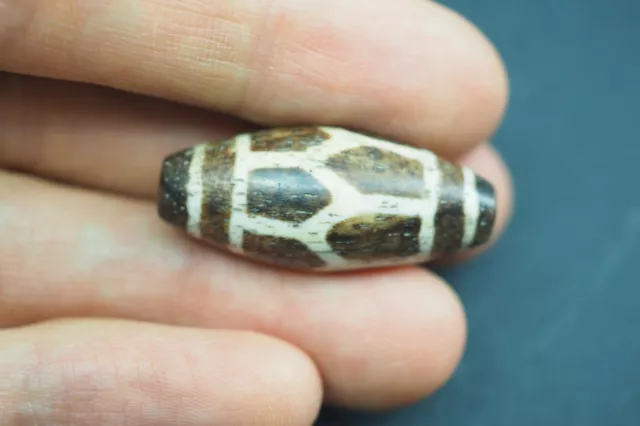Rare Ancient Dzi Pumtek Opalised RARE Pattern LOTUS Pattern  Bead/Tircul  Bead