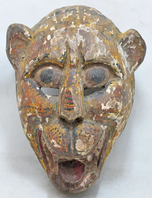 Antique Wooden Tribal Monkey Mask Original Old Very Fine Hand Carved Painted