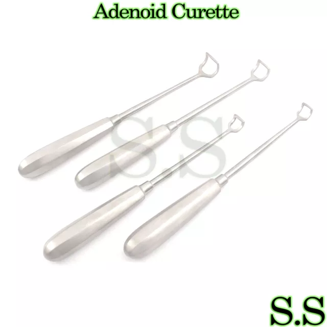 4 Adenoid Curette Reversed Angled Tip Size 0, 1, 2 & 4 2