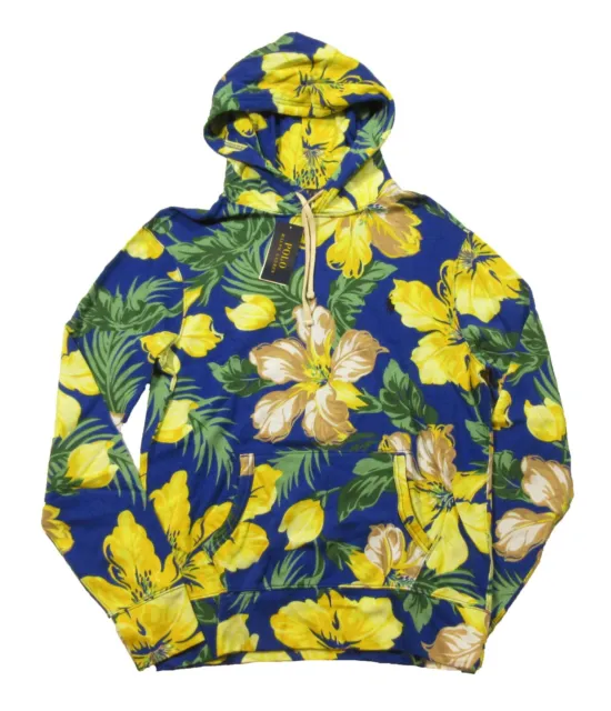 Polo Ralph Lauren Men's Royal Blue Multi Floral Spa Terry Pullover Hoodie