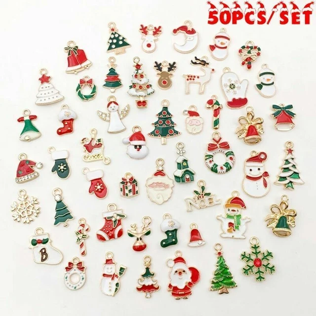 50 Stück Mixed Strass Emaille Weihnachten Charms Anhänger DIY Schmuck