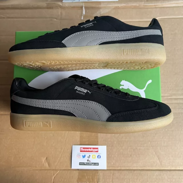 Puma Madrid Black Grey Gum Trainers Brand New In Box Size 8UK