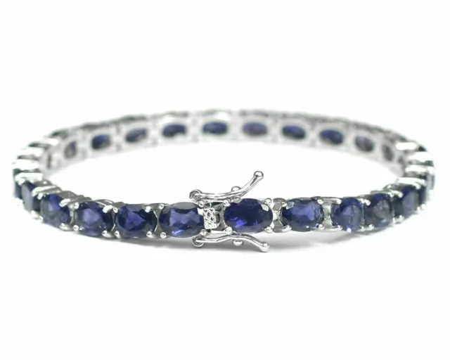 7x5 mm Naturel Bleu Iolite Gemstone 925 Sterling Silver Tennis Bracelet Bijoux 2