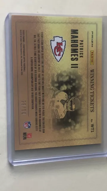 2020 Contenders Optic Winning Tickets Patrick Mahomes Orange /50 Mint