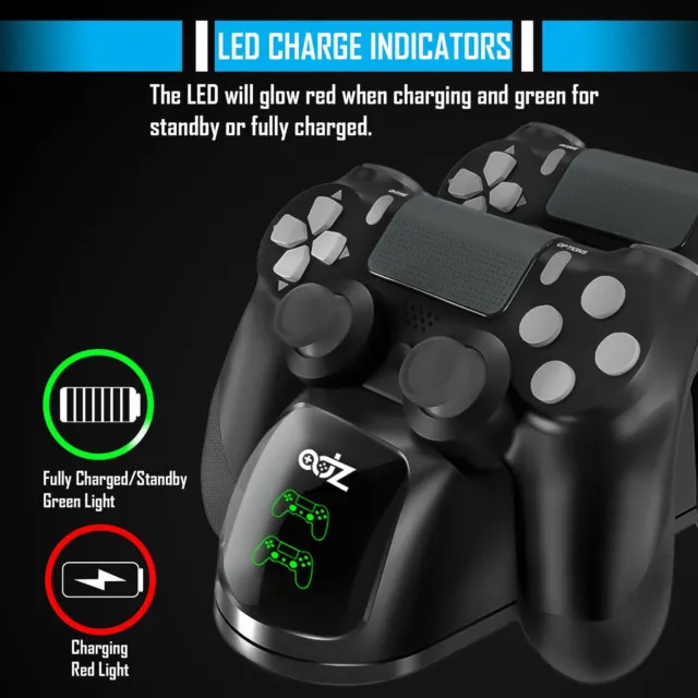 PS4 Dual Controller Schnellladegerät Ladestation Ständer Dualshock Gamepad 2