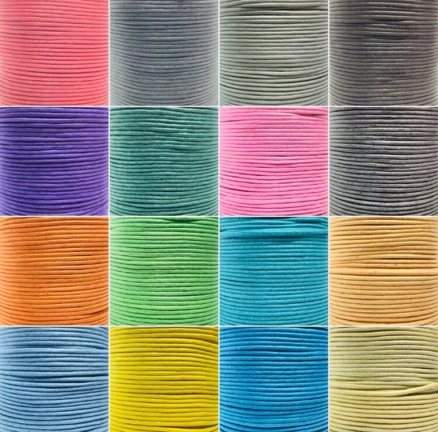 Waxed Cotton Thong Cord 2mm String Thread 17 Colours Jewellery Craft
