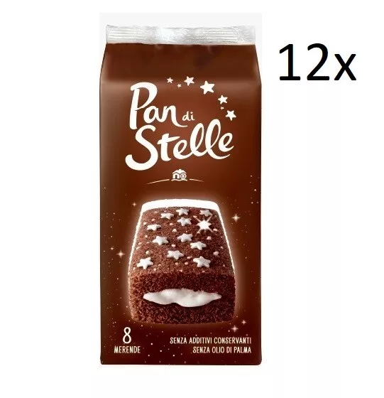 96x Mulino Bianco Kekse La Merenda Pan di Stelle 12x8 Kuchen mit Kakao